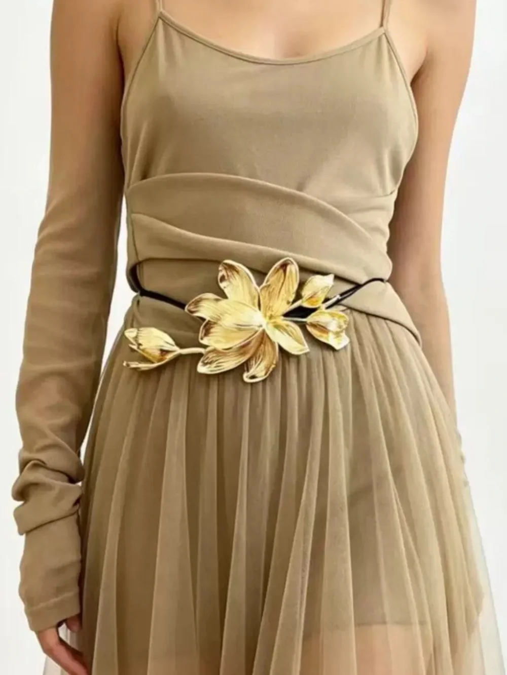 Vintage Gold Floral Statement Belt - Women's Accessory size-adjustable